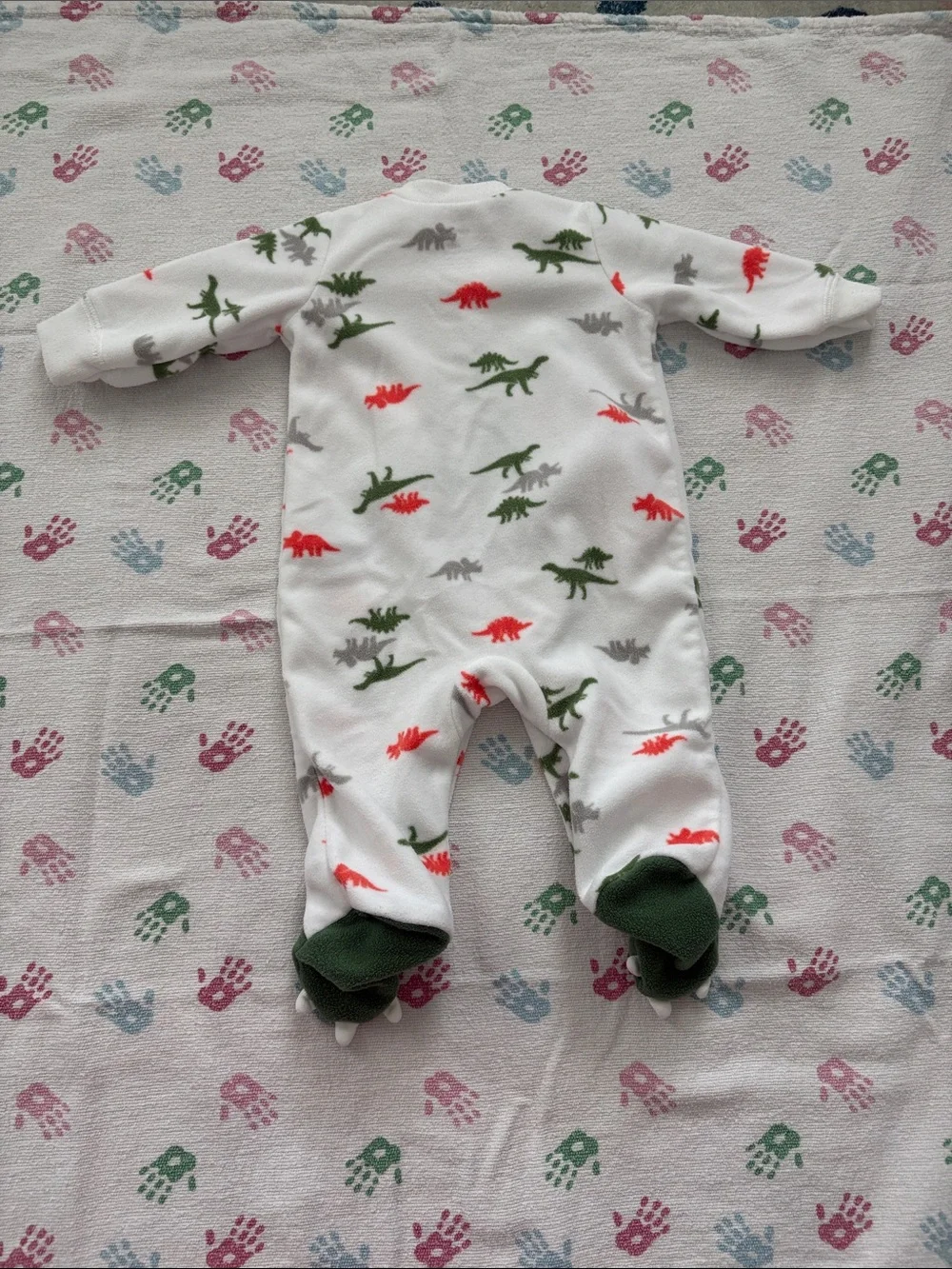 5for25 | Carter's White Fleece Dinosaur Footie Pajamas